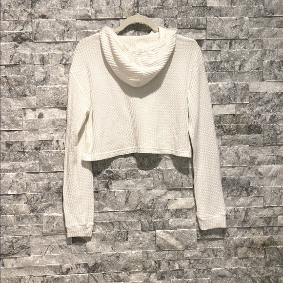 Cabin Fever Waffle knit cropped long sleeve hoodie - Picture 2 of 2